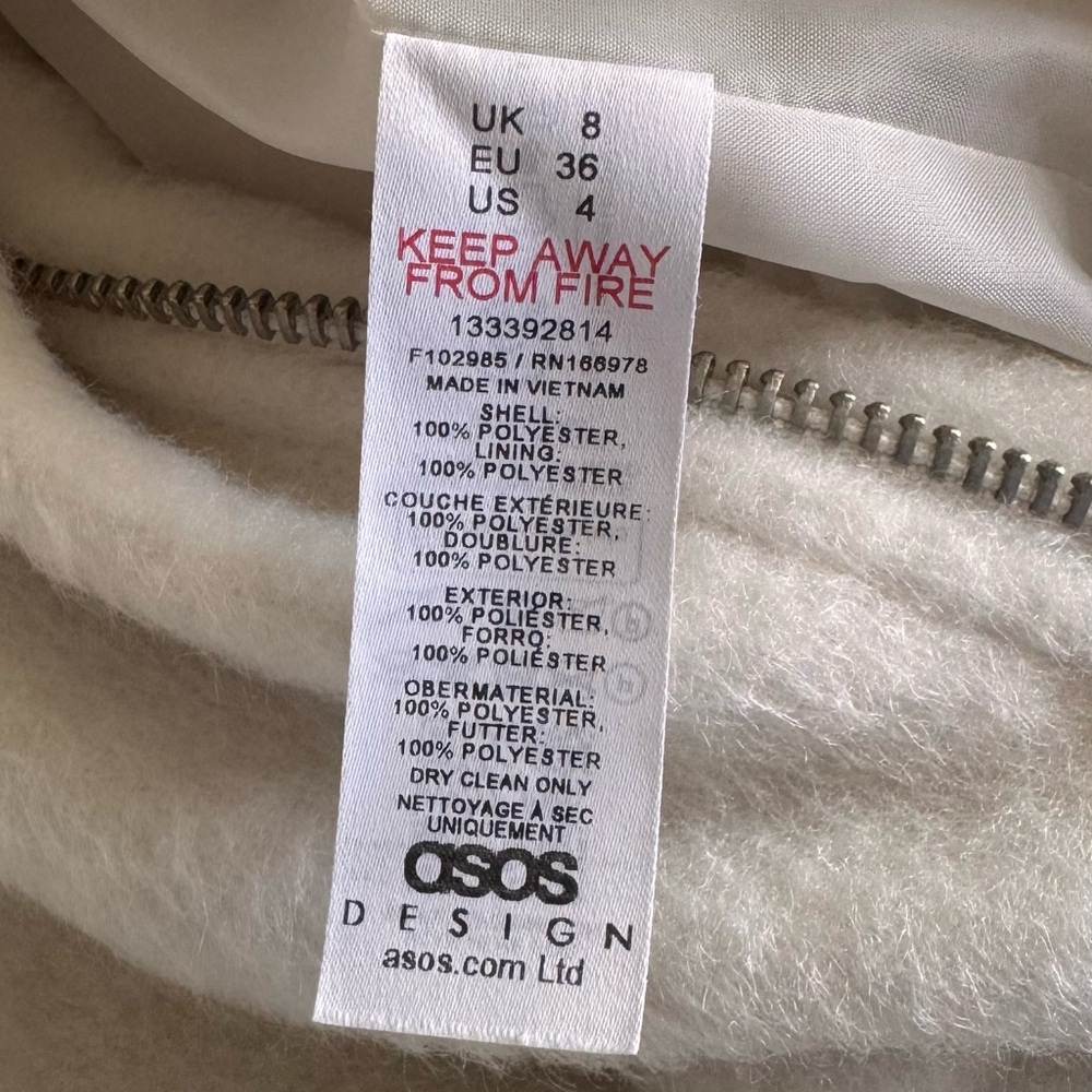 ASOS Design Cream Fleece Jacket - Picture 4 of 7